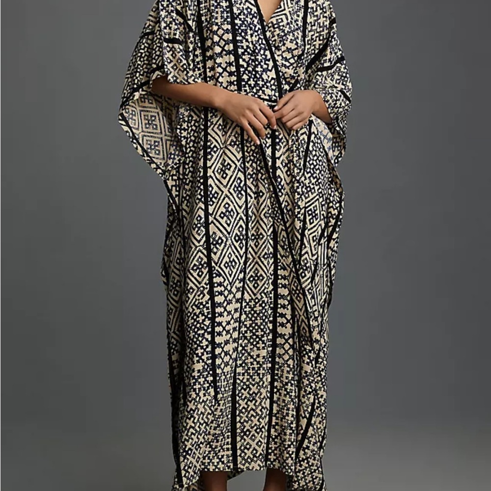 Bel Kazan for Anthropologie Patterned Kaftan/Robe Dress